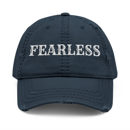 Fearless Distressed Dad Hat, Casual Style, Adjustable Cap, Perfect Gift for Dads, Trendy Accessory, Everyday Wear, Father's Day Gift