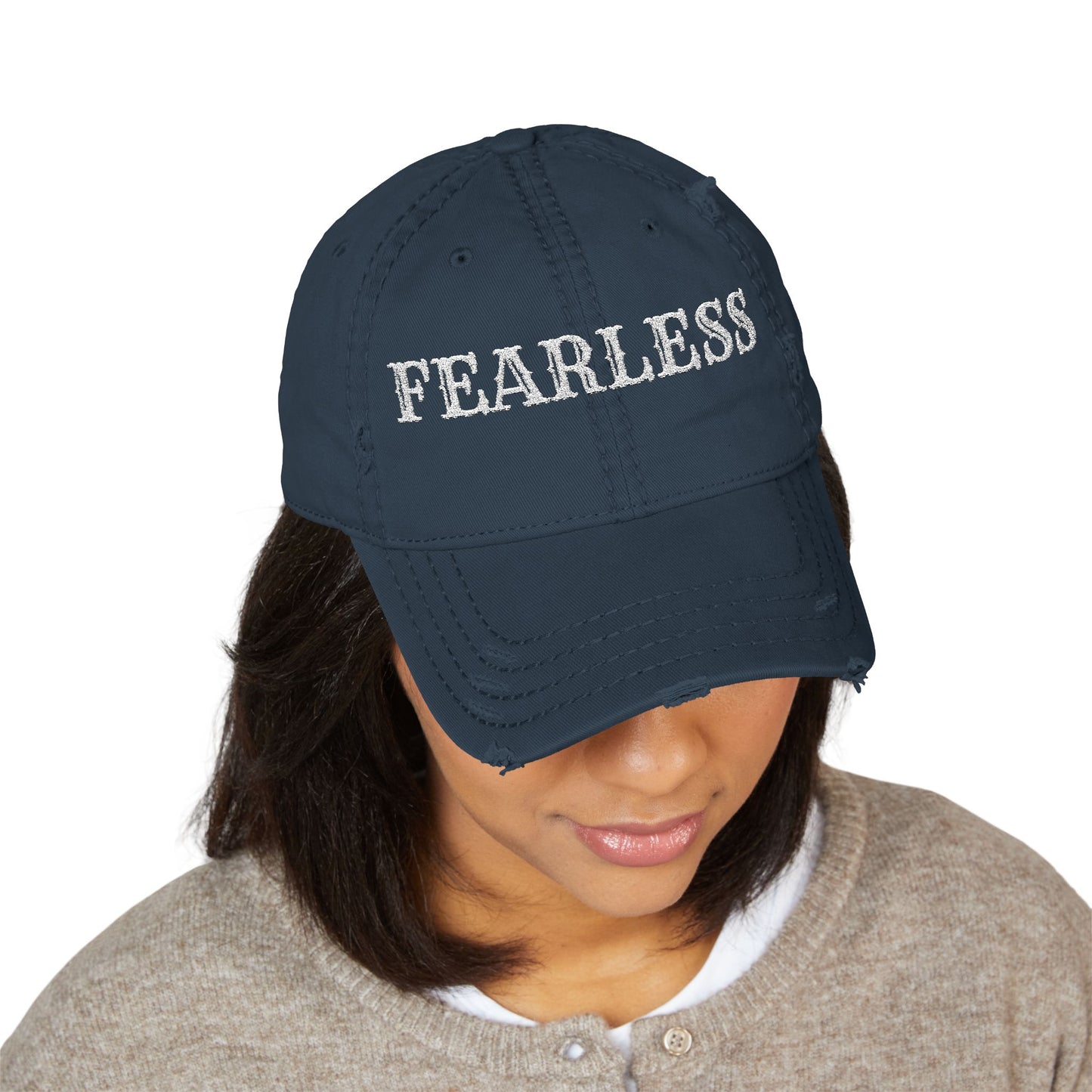Fearless Distressed Dad Hat, Casual Style, Adjustable Cap, Perfect Gift for Dads, Trendy Accessory, Everyday Wear, Father's Day Gift