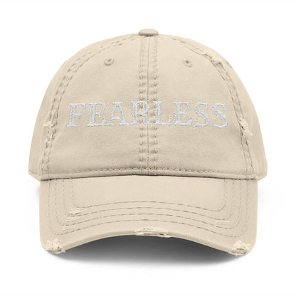 Fearless Distressed Dad Hat, Casual Style, Adjustable Cap, Perfect Gift for Dads, Trendy Accessory, Everyday Wear, Father's Day Gift