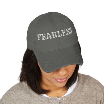 Fearless Distressed Dad Hat, Casual Style, Adjustable Cap, Perfect Gift for Dads, Trendy Accessory, Everyday Wear, Father's Day Gift