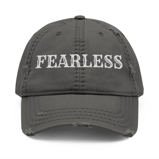 Fearless Distressed Dad Hat, Casual Style, Adjustable Cap, Perfect Gift for Dads, Trendy Accessory, Everyday Wear, Father's Day Gift