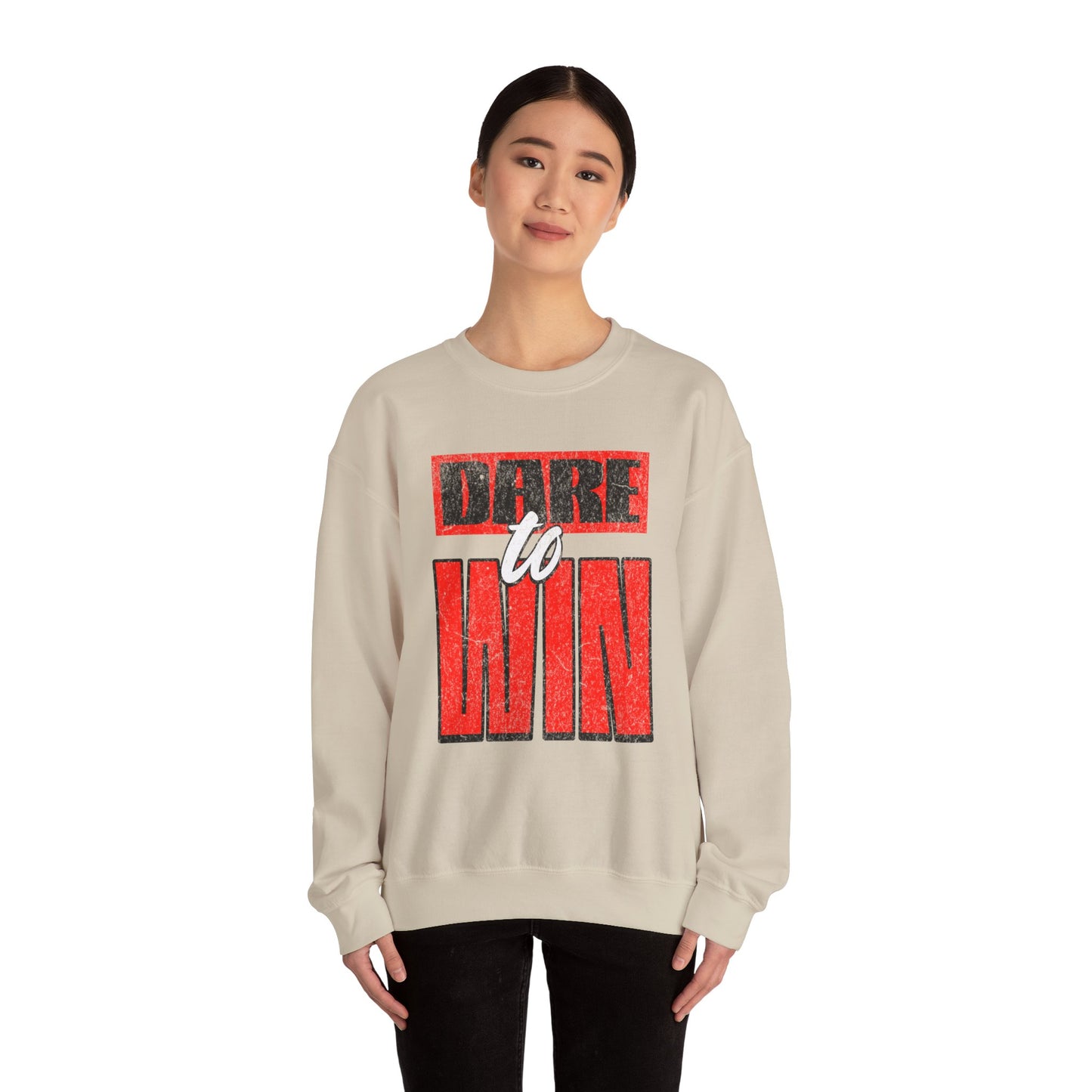 Dare to Win Sweatshirt - Motivational Crewneck, Inspirational Gift, Unisex Apparel, Cozy Layer, Perfect for Athletes